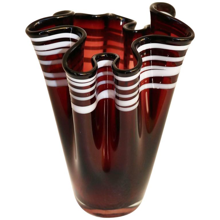 Murano Glass Fazzoletto Handkerchief Vase, 1960s For Sale at 1stdibs