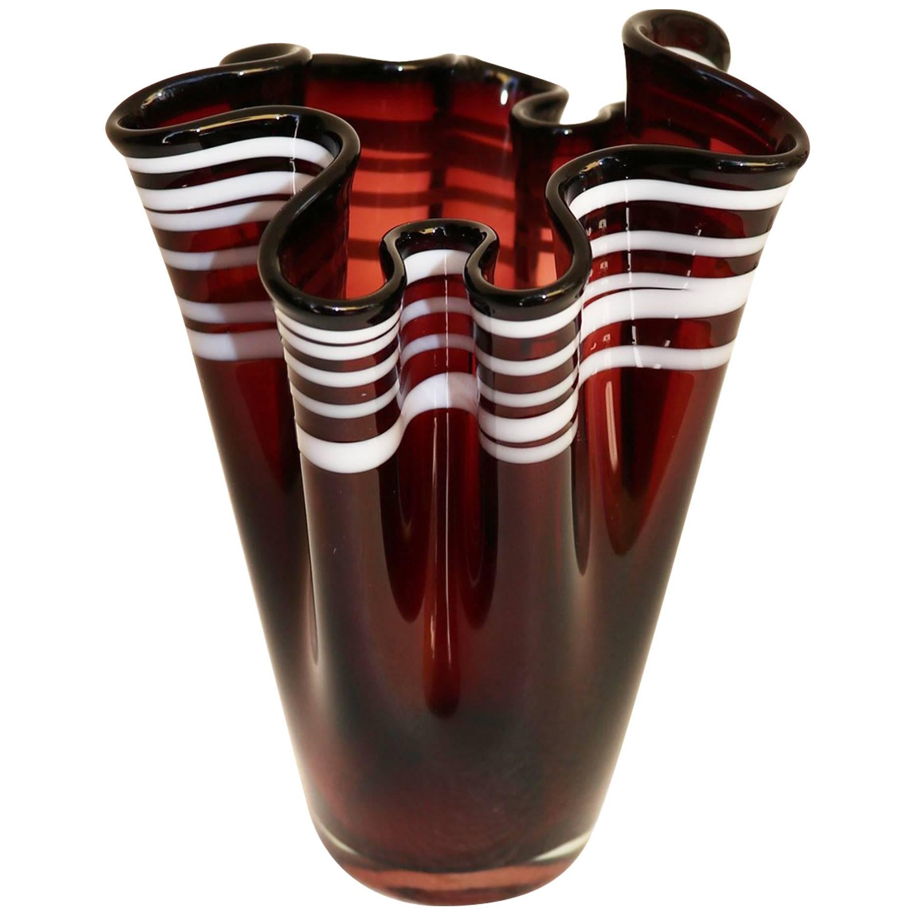 Murano Glass Fazzoletto Handkerchief Vase, 1960s For Sale