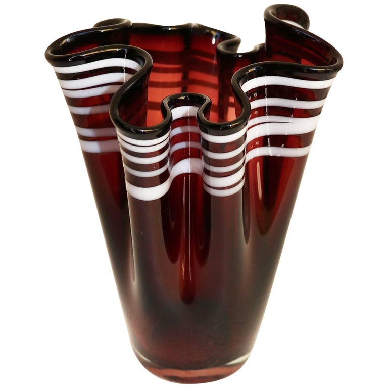 Murano Glass Fazzoletto Handkerchief Vase, 1960s For Sale at 1stDibs