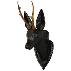 Early 20th Century Carved Wood Deer Trophy