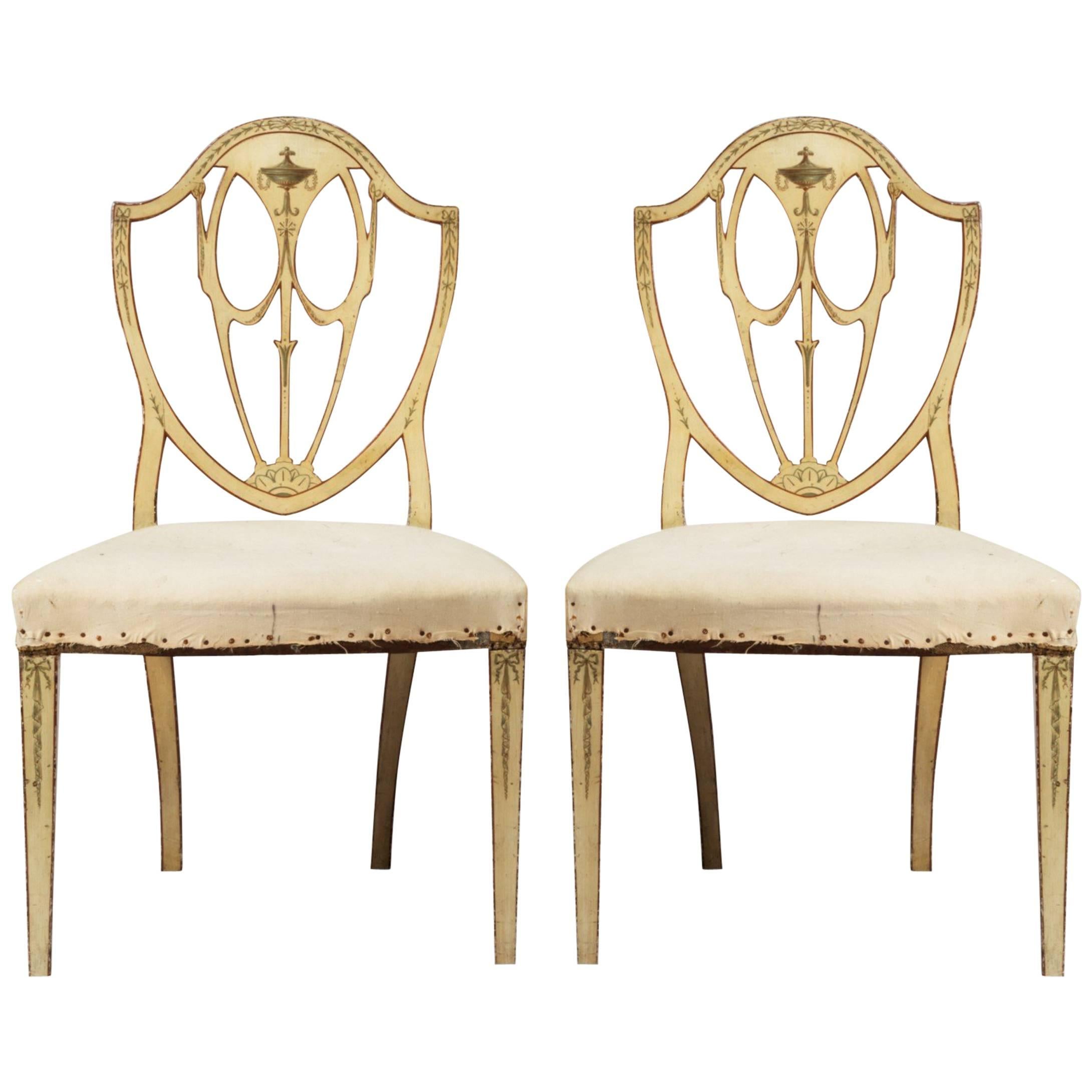 Pair Georgian White Painted Chairs