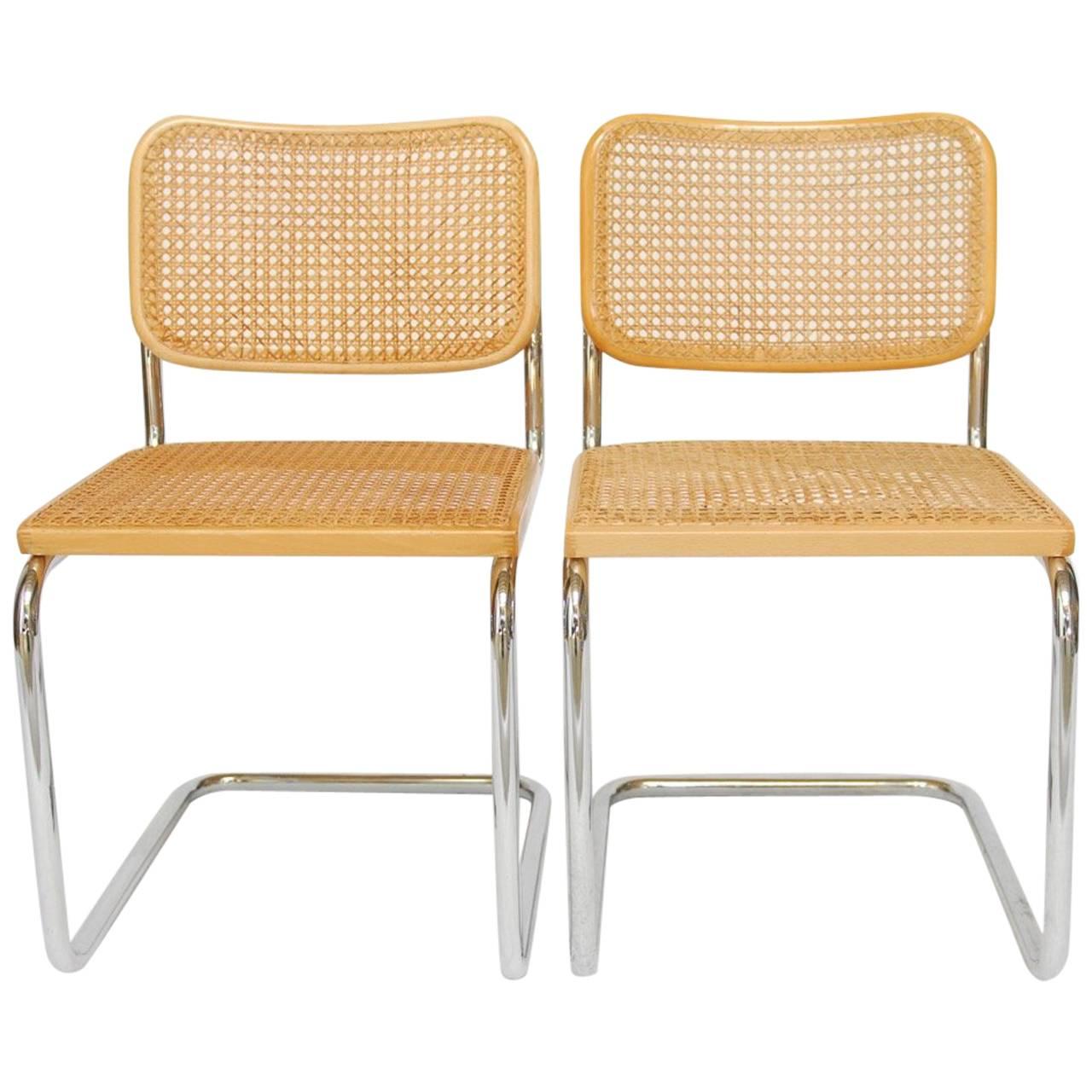 Pair of Marcel Breuer Cesca Chairs by Gavina for Knoll