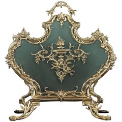 Fine Brass Rococo Fireplace Fire Screen