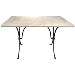 Antique French Wrought Iron Table with Marble Top