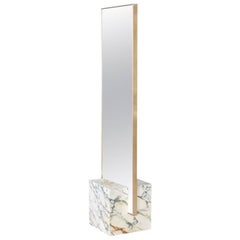 Coexist Slash Standing Mirror with Marble and Brass by Slash Objects, USA