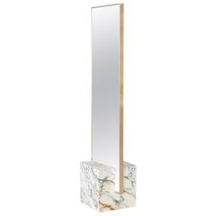 Coexist Slash Standing Mirror with Marble and Brass by Slash Objects, USA 12