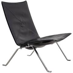 Early Original Black Leather PK22 by Poul Kjaerholm for EKC 2