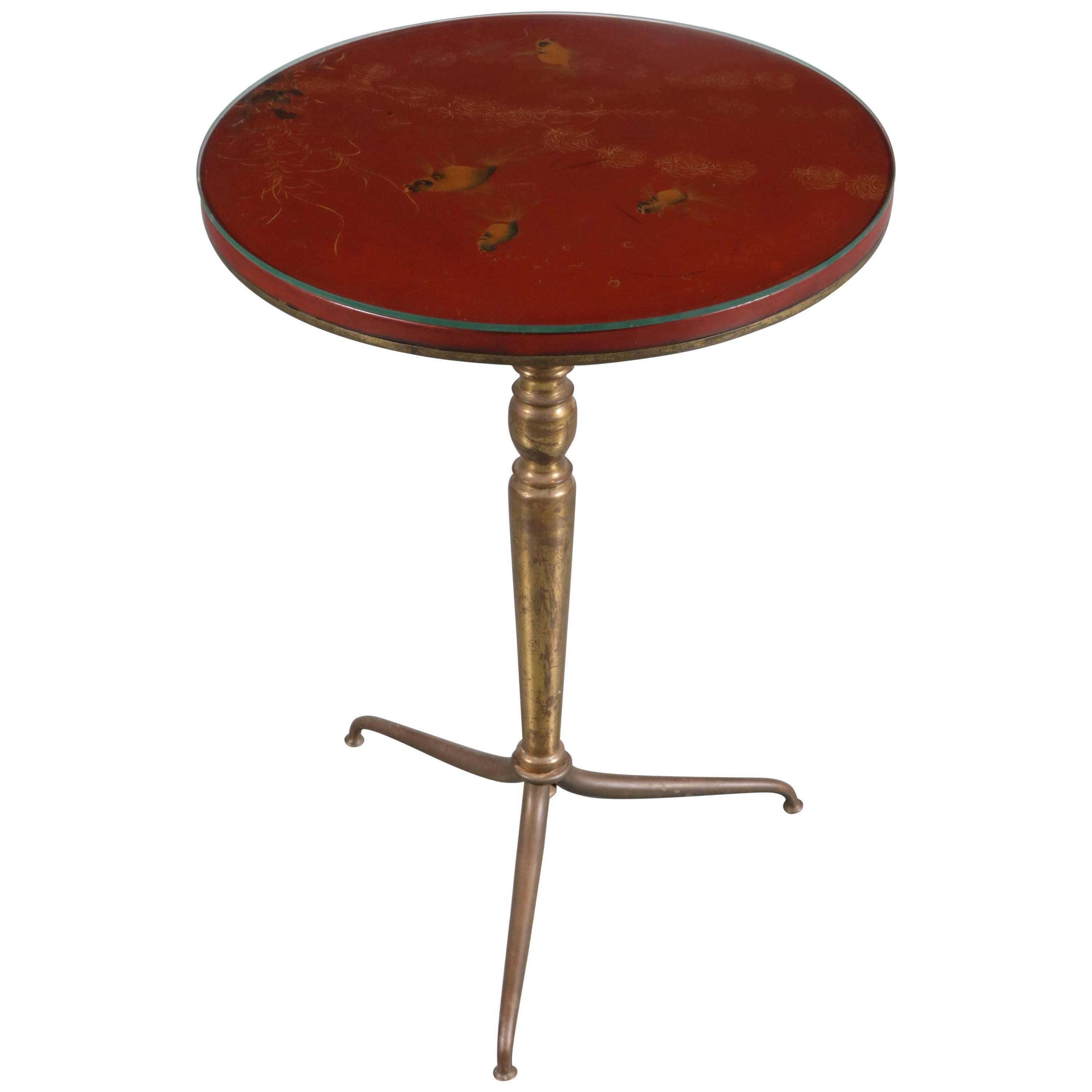 Hand-Painted Side Table by Thanhley, Vietnam, circa 1940