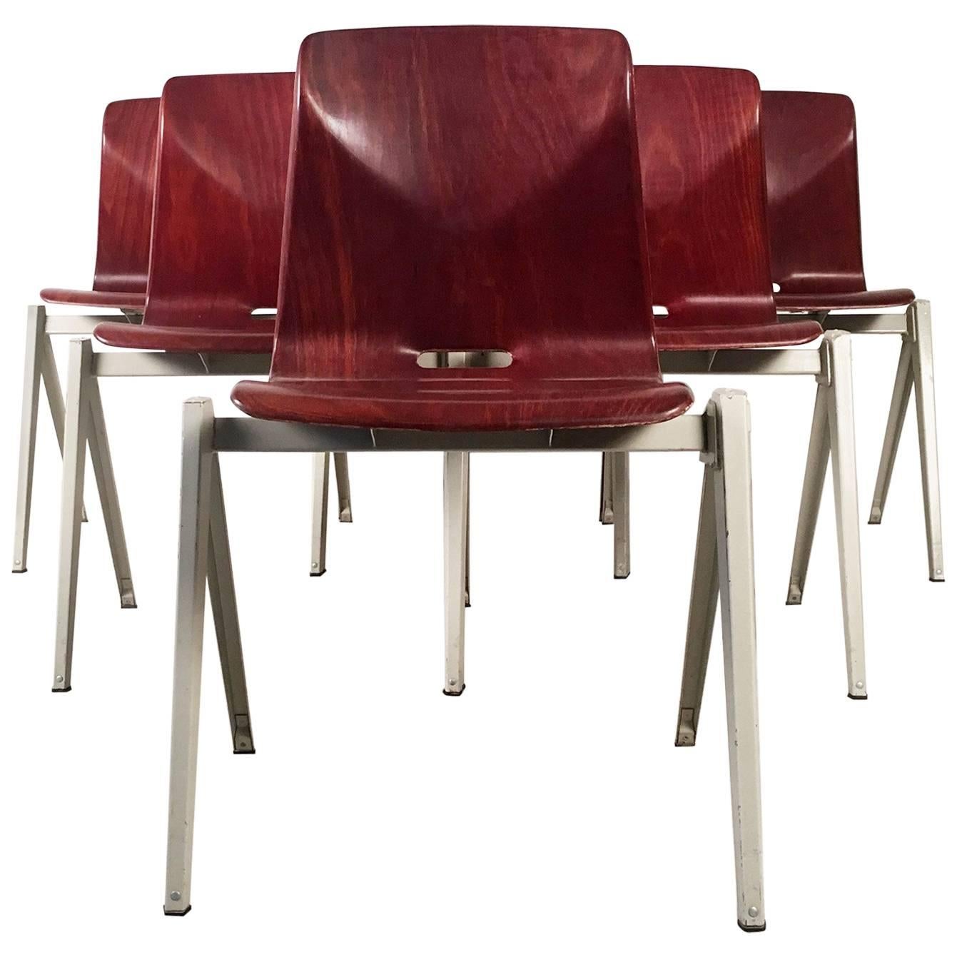 Six Dutch Industrial Design Stacking Chairs from the 1960s For Sale