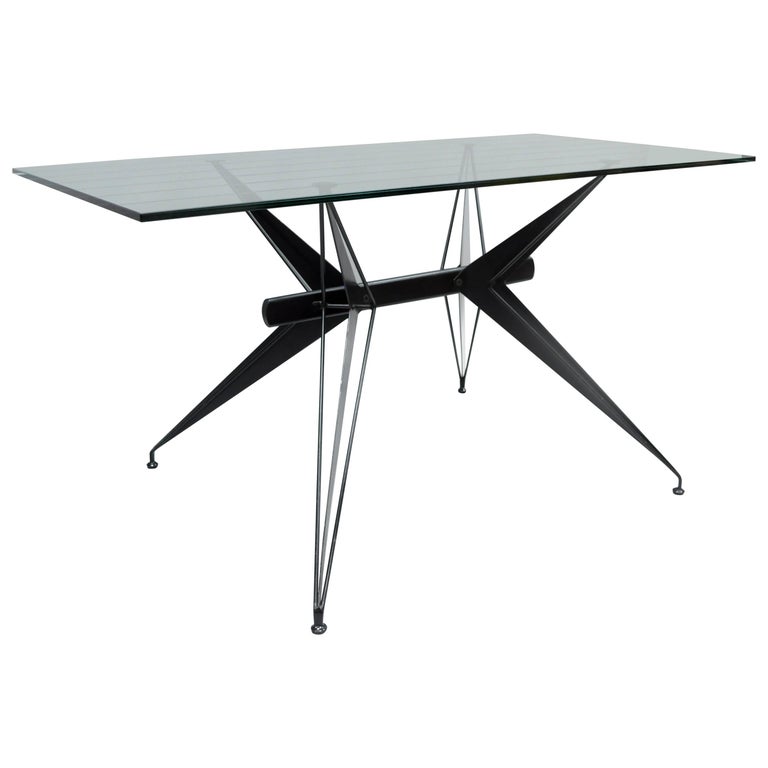 Italian Modernist Black Steel And Glass Desk Table After Osvaldo Italian Modernist Black Steel And Glass Desk Table After Osvaldo Borsani Tecno For
