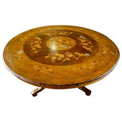 19th Century Rare French Inlaid Walnut Breakfast Table