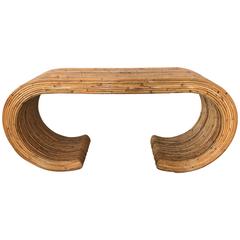 Original 1970s Rattan Console Table 9