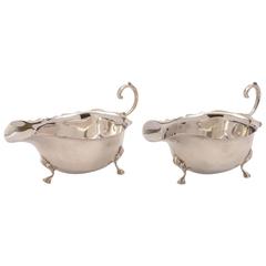 Pair of 20th Century Art Deco Silver Sauce Boats, Sheffield, 1929