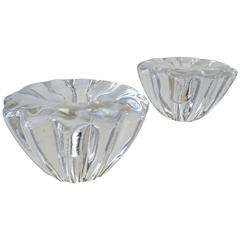 Pair of Candleholders in Crystal by Orrefors, Sweden