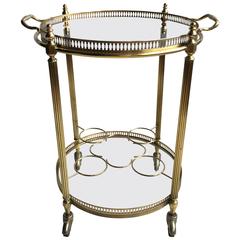 Circular French Brass Drinks Trolley or Bar Cart