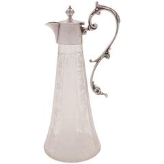 Antique 19th Century Victorian Cut-Glass Claret Jug, circa 1890