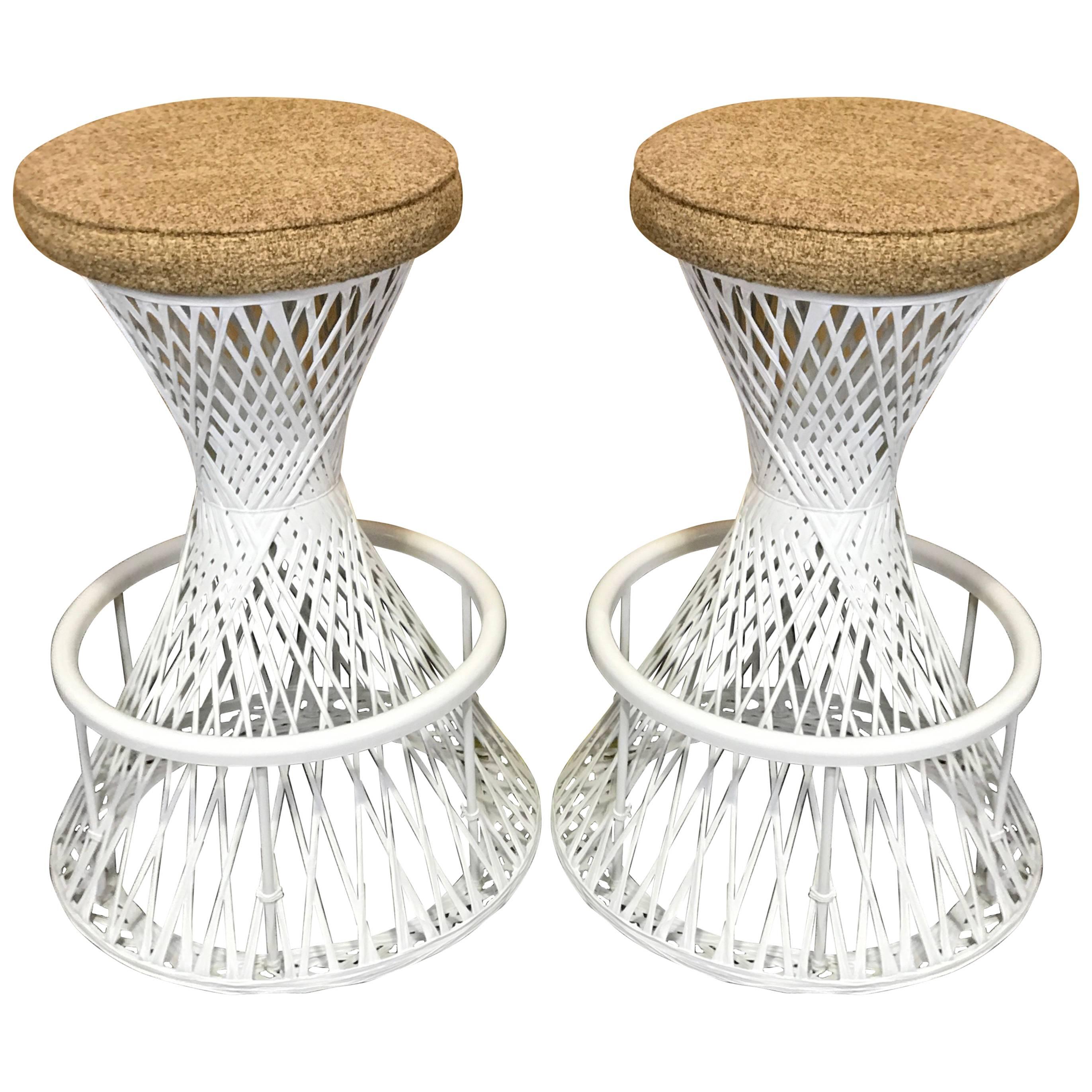 Pair of Woven and Spun Fiberglass Bar Stools by Robert Woodard