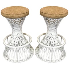 Pair of Woven and Spun Fiberglass Bar Stools by Robert Woodard