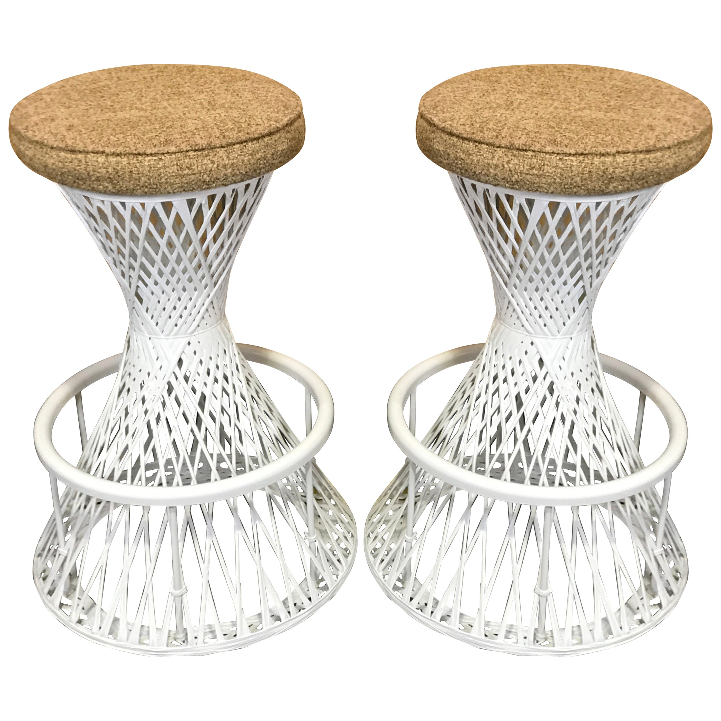 Pair Of Woven And Spun Fiberglass Bar Stools By Robert Woodard For Pair Of Woven And Spun Fiberglass Bar Stools By Robert Woodard For At 1stdibs