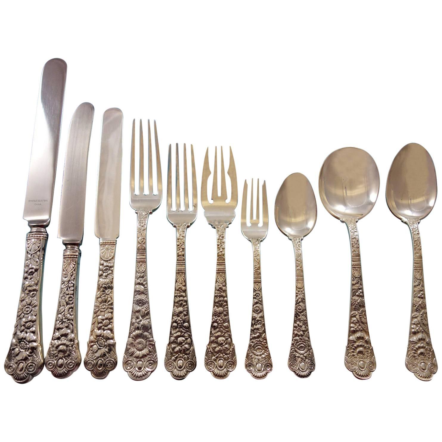 Cluny by Gorham Sterling Silver Flatware Set Dinner & Luncheon Service, 153 Pcs
