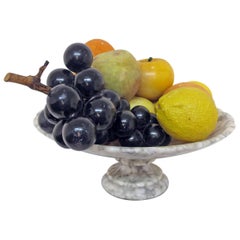 Vintage Marble Tazza with Marble and Alabaster Fruit Italian