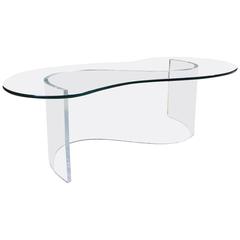 Lucite and Glass Free-Form Coffee Table