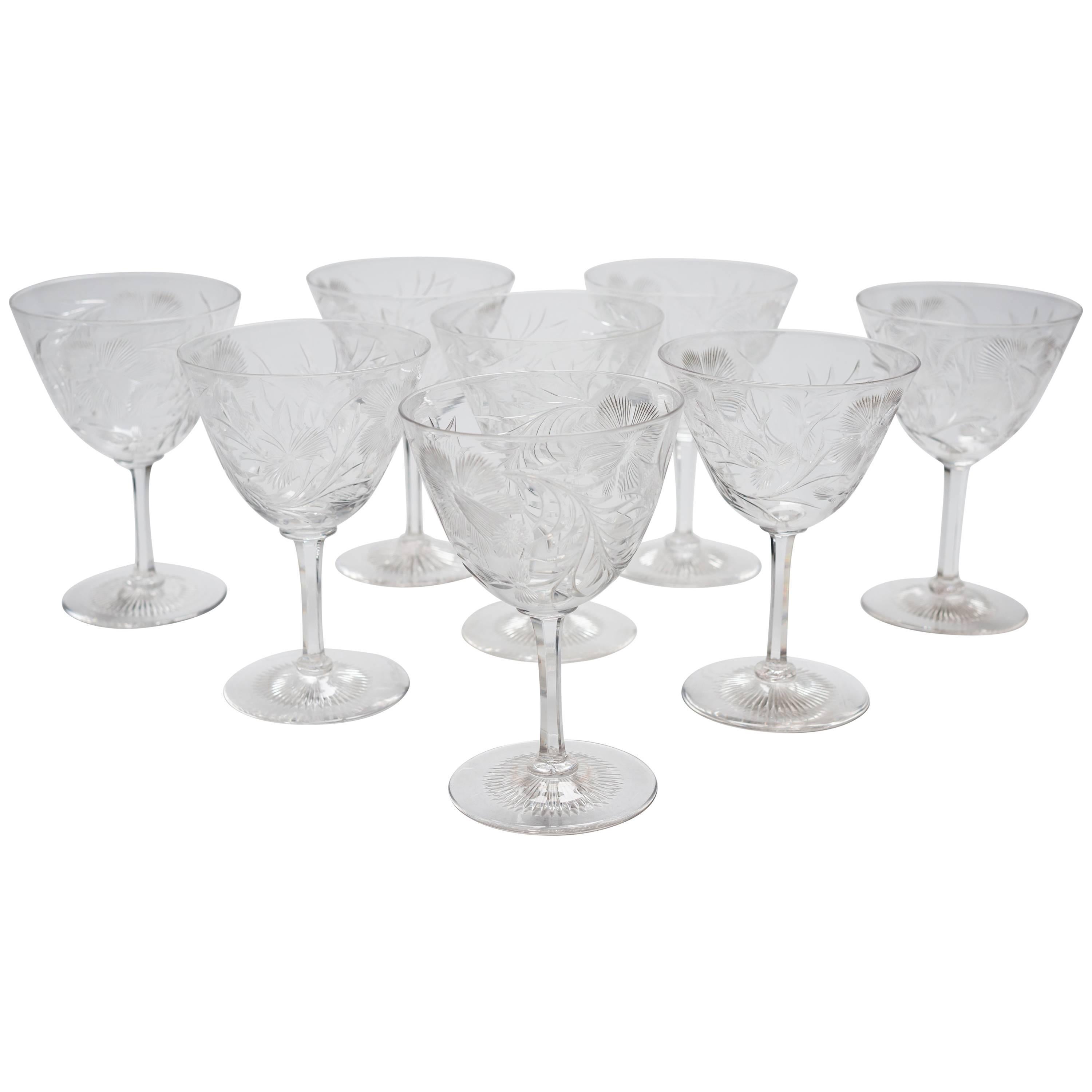 20th Century Edwardian Set of Eight Wine Glasses, circa 1905