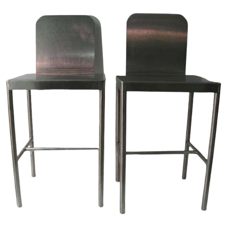 Pair of Mid-Century Modernist Stainless Stools