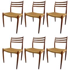 1950 Niels Moller Set of 6 Teak Model 78 Dining Chairs 7
