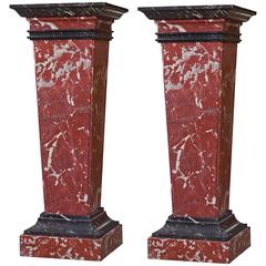 20th Century Herma Pedestal in Red Languedoc Marble Neoclassical Style 3