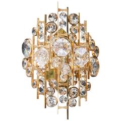 Huge Palwa Gilt Metal Jewel Crystal Sconces 4