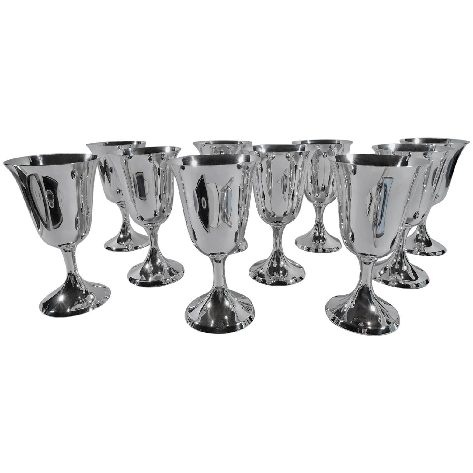 Set of 12 American Sterling Silver Goblets by Stieff