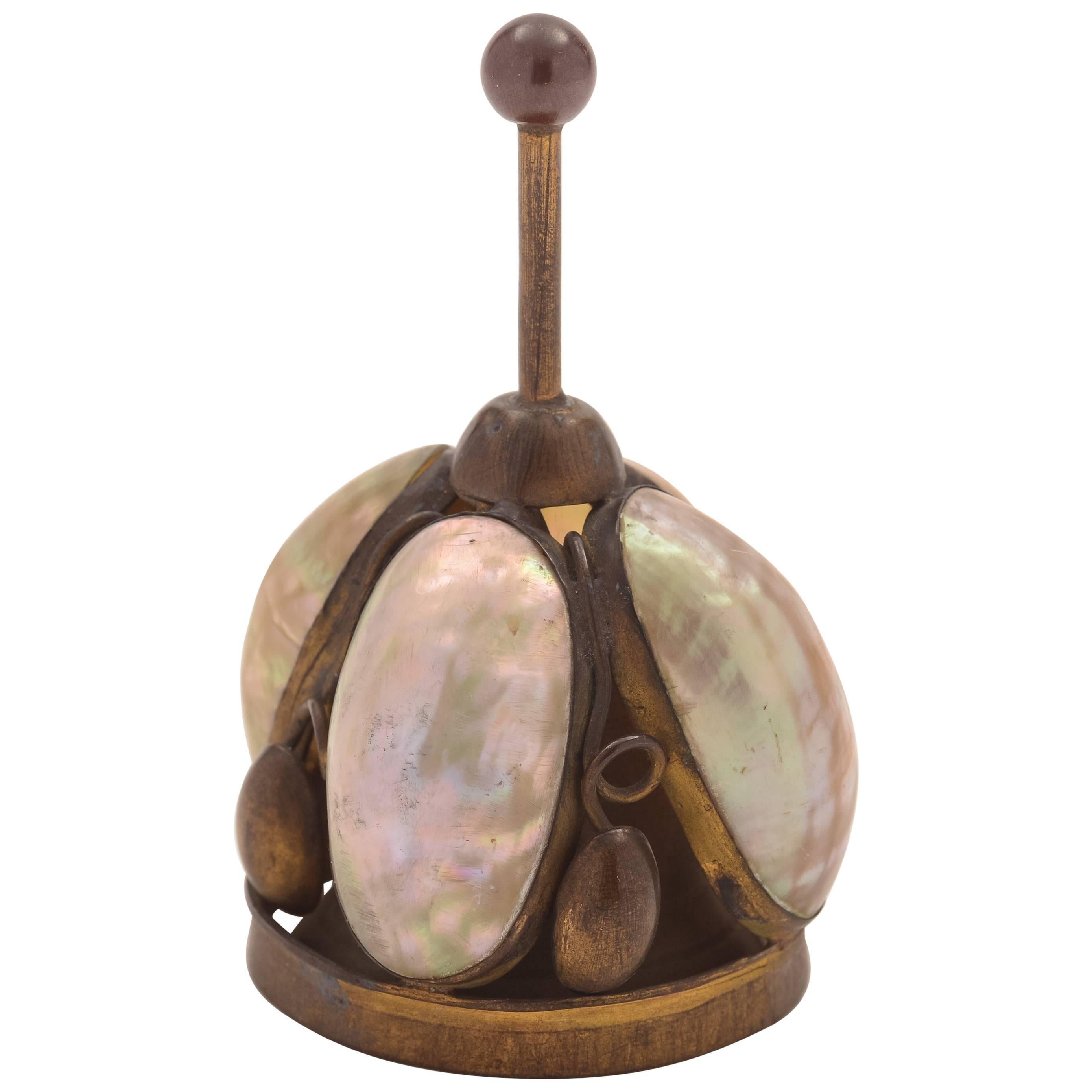 20th Century French Brass and Shell Table Bell, circa 1900 For Sale