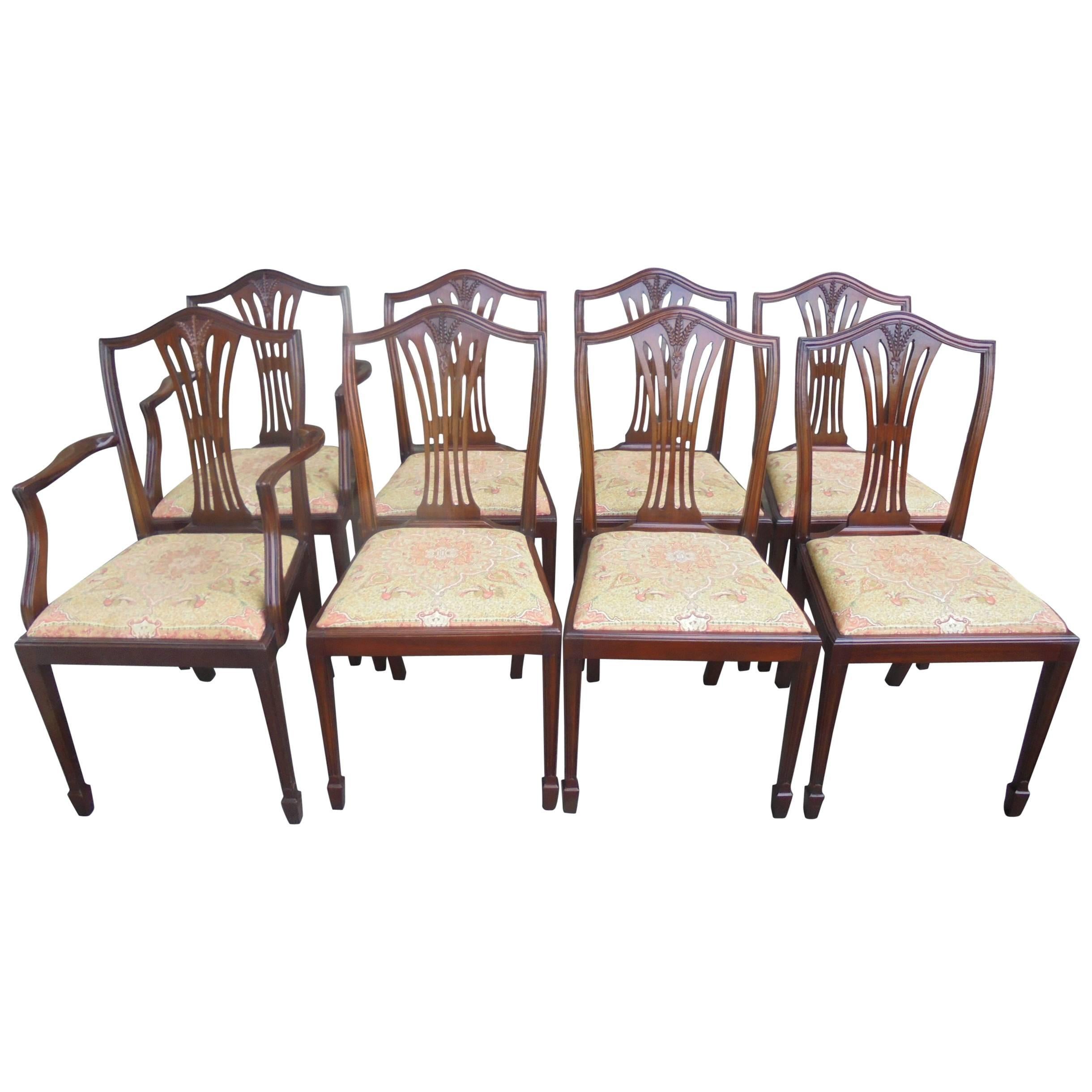 Antique Set of Eight Mahogany Hepplewhite Style Dining Chairs