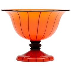 Michael Powolny Loetz Tango Piped Orange Pedestal Glass Bowl, circa 1914
