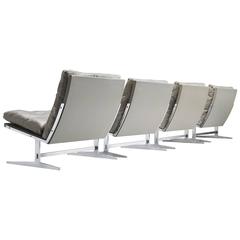 Set of Four Grey Original Leather Chairs by Fabricius and Kastholm