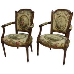 Pair of French Louis XVI Period Fauteuils Armchairs 5