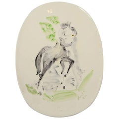 Marcel Vertes Beautiful Plate in Ceramic, Vallauris, circa 1955