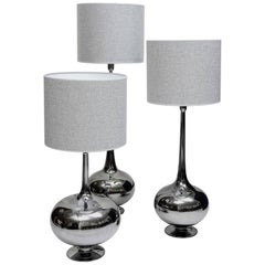 Set of Table Lamps in Glass, Silvered Titanium Patina 2