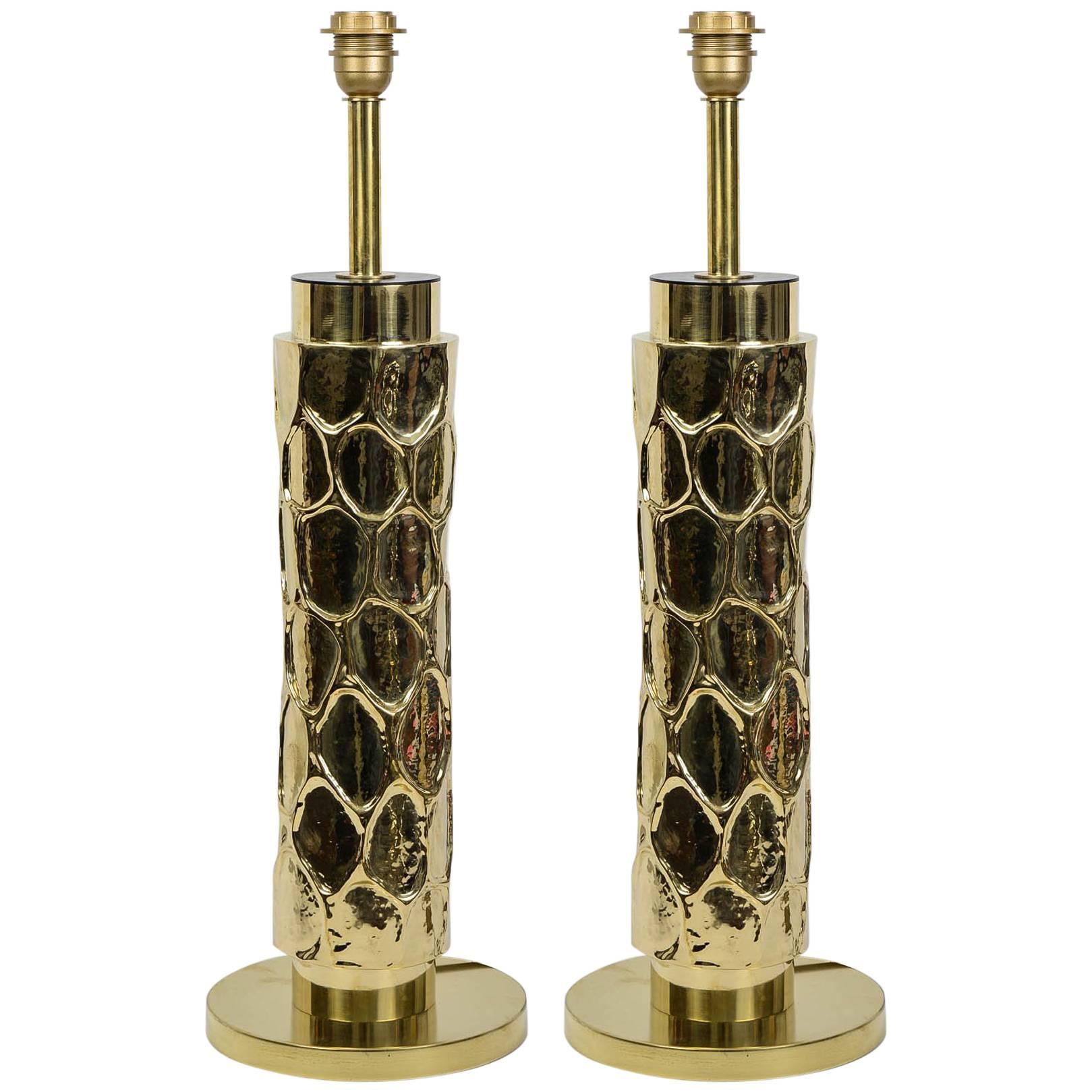 Beautiful Pair of Brass Table Lamps