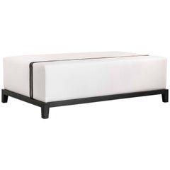 Contemporary Chelsea Ottoman With Timber or Metal Patina Base  