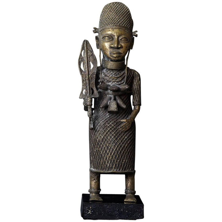 19th Century Benin Bronze Sculpture of a Warrior For Sale at 1stdibs