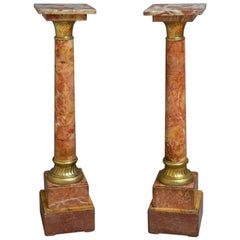 Paire de colonnes victoriennes à colonnes en marbre
