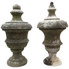 Pair of 19th Century Antique White Stone Finials