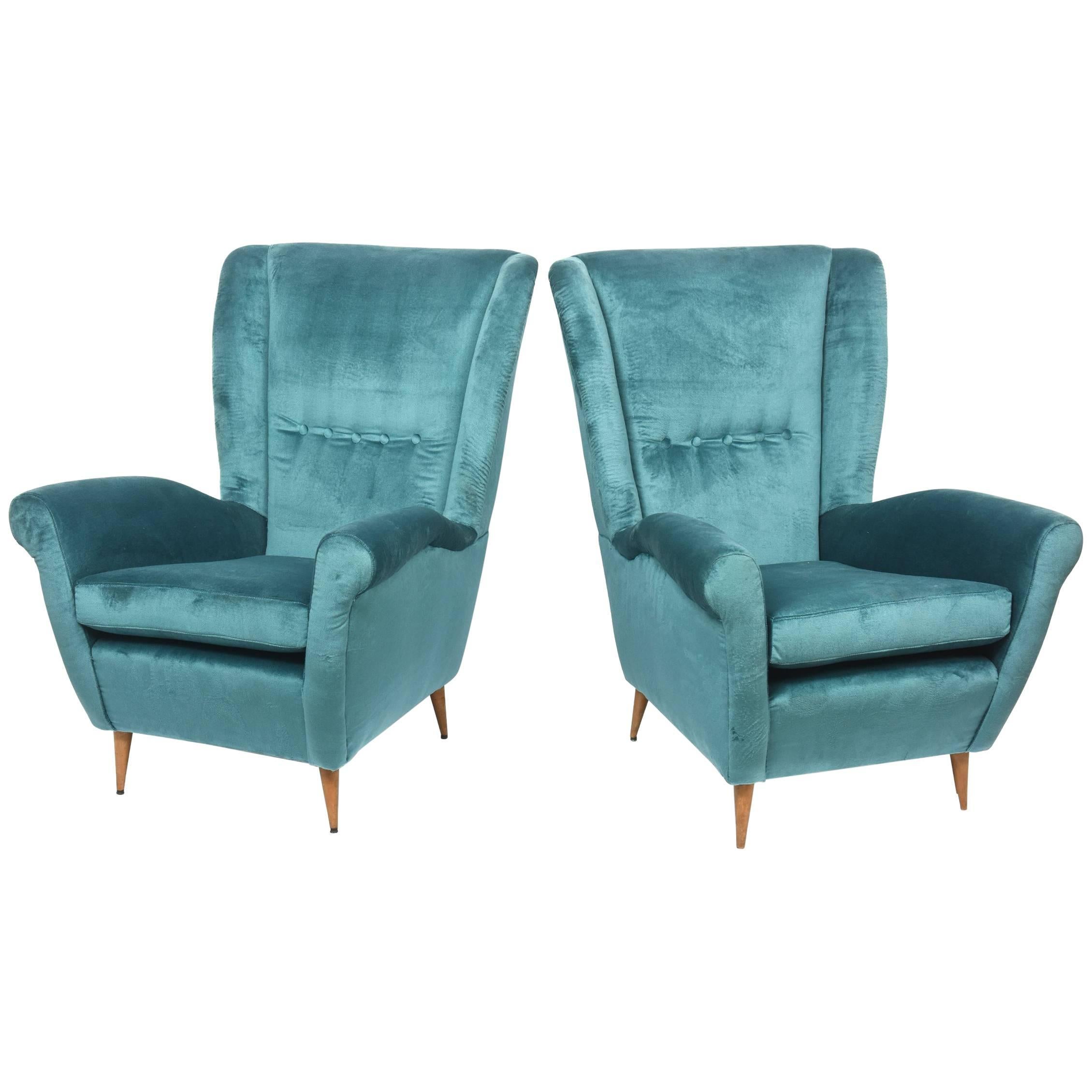 Pair of Gio Ponti Armchairs, Model 512, Italy For Sale