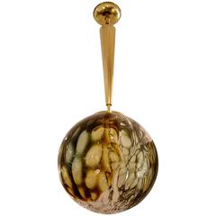 Italian Mid-Century Green, Clear and Amber Murano Large Globe/Chandelier/Pendant 6