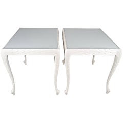 Acanthus Leaf Carved Tables with White Glass Tops