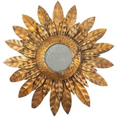 French 1930s Gilt Iron Sunburst Mirror Miniature 7