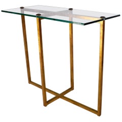 Vintage French 1970s Mid-Century Modern Gold and Glass Table