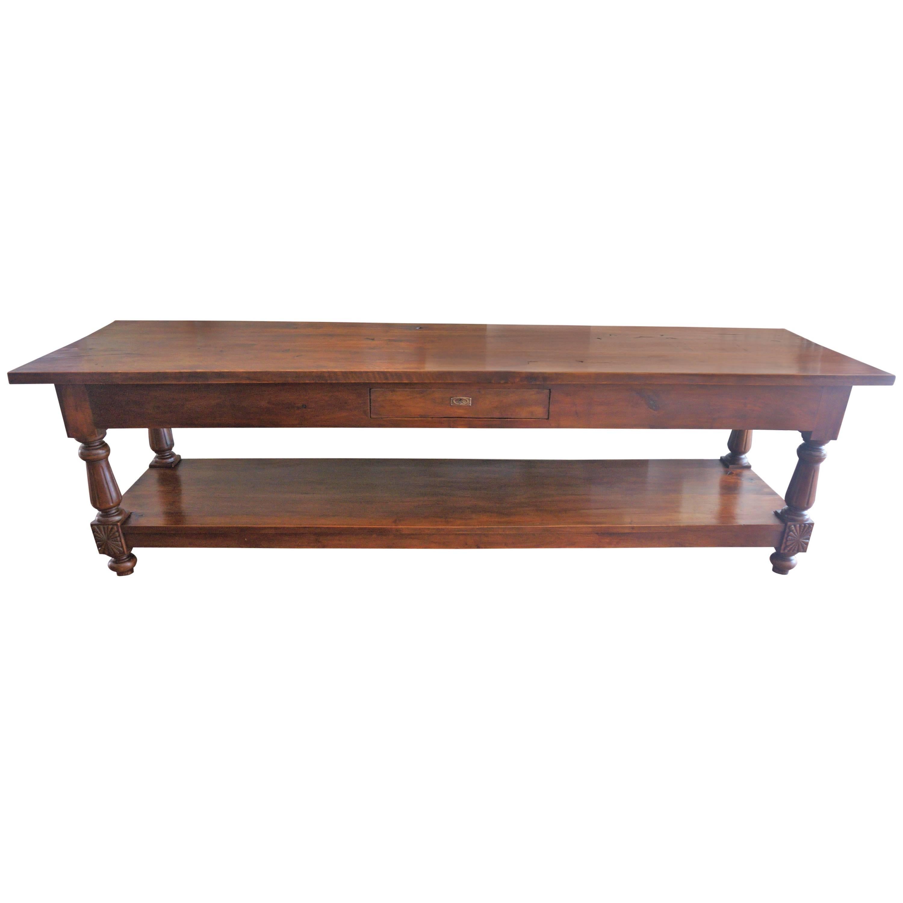 Large 19th Century Spanish Refectory Walnut Farm Draper´s Table or Console